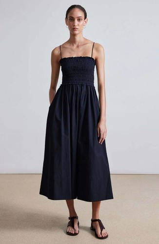 NWT APIECE APART Porta Smocked Sleeveless Midi Dress 2X Organic Cotton Poplin - Picture 2 of 8