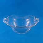 New ListingLot 2 Vtg Glassware Bowls Clear Glass Handles Serve Bowl Candy Dish 6.75" W Nice
