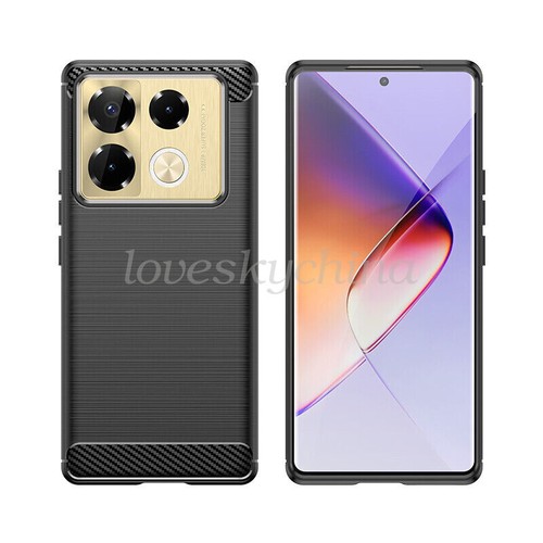 For Infinix Note 40 Pro + / 40 Pro Luxury Carbon fiber Skin Soft TPU Back case - Picture 2 of 27