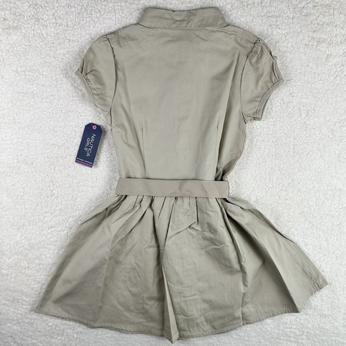 Nautica Girls School Uniform Short Sleeve Shirtdress Khaki - Picture 2 of 19