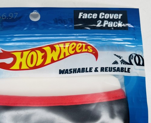 NEW NIP Hot Wheels Face Cover Masks Reusable & Washable 2-Pack YOUTH SIZE 4+ - Picture 2 of 7