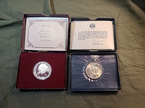 2 - 1982 Washington Half Dollars - Proof and Unc. Set S And D