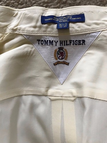 Tommy Hilfiger Men Dress Shirt Sz 16 1/2 L/S Button Down. Yellow 100% Cotton - Picture 6 of 7