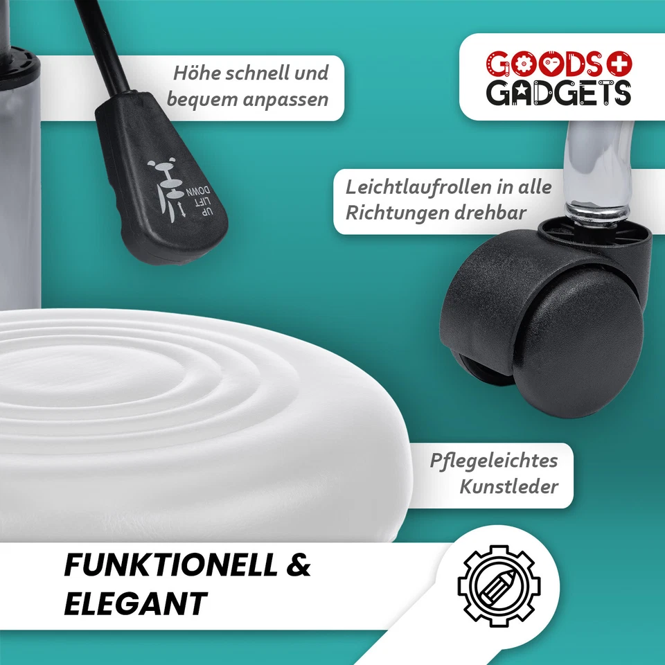 Rollhocker Arbeitshocker Drehhocker Drehstuhl Praxishocker Kosmetikhocker Rollen - Bild 3 von 4