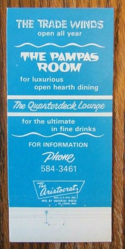 POLYNESIAN FOOD MATCHBOOK COVER: TRADE WINDS SARATOGA SPRINGS, NEW YORK -E24 - Picture 3 of 3