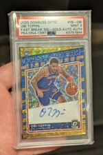 Obi Toppin #/10 SSP AUTO GOLD PRIZM 2020-21 Optic Fast Break ROOKIE RC PSA9