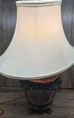 Castilian Porcelain Asian Urn Table Lamp Oriental Accents Lions Vintage Antique - Picture 10 of 16