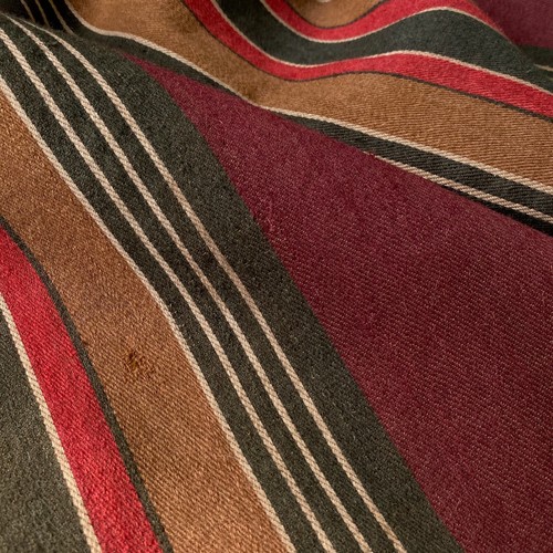 Wool antique c 1890-1910 French curtain stripes vintage drape textile - 第 3/12 張圖片