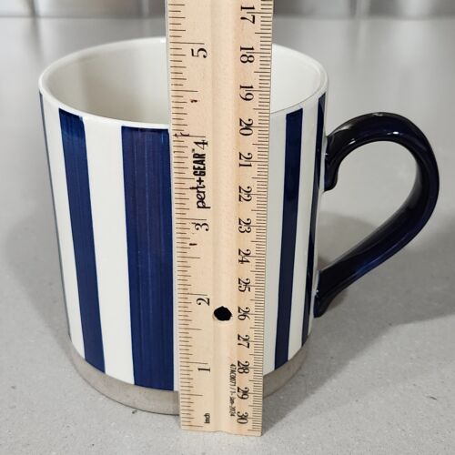 Pier 1 Navy Blue Striped Stoneware Coffee Mug - Picture 8 of 8