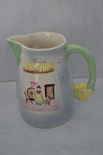 VINTAGE RARE Welsh Lady Harlech Ceramic Jug Pitcher medium size - Picture 1 of 4