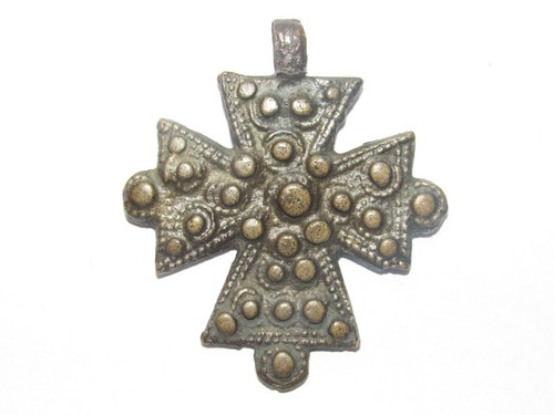 09J15 ANCIEN PENDENTIF EN BRONZE CROIX COPTE ETHIOPIE ART TRIBAL AFRICAIN - Imagen 1 de 2