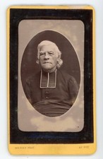 FOTO CDV Sabatier PUY en VELAY, ein Priester posiert in Soutane weiße Mähne