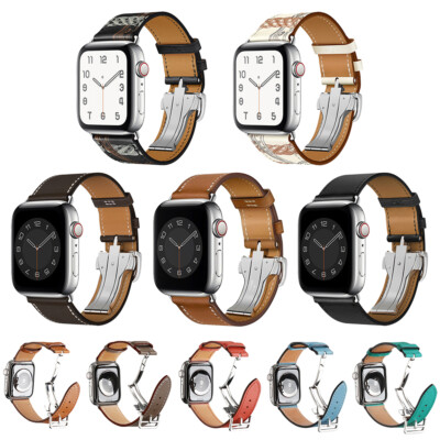 Deployment Schnall Leder Armband Für Apple Watch 11 10 9 8 7 6 Ultra 3 2 40-49mm