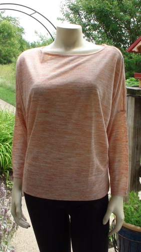 ANN TAYLOR SMALL BATWING SALMON PEACH BOAT NECK BLOUSE 3/4 SLEEVE SHIRT TOP
