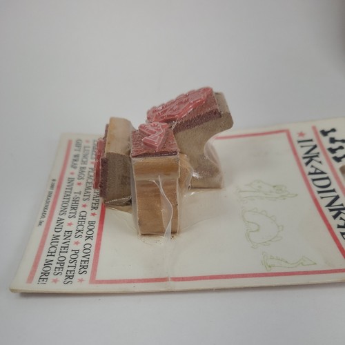 Vintage Inkadinkado 1987 Set of 3 Sea Monster Loch Ness Rubber Stamp Wood handle - Picture 6 of 9