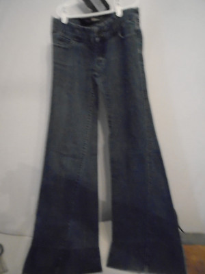 Womens Urban Behavior Denim Blue Bell Bottoms Jeans Low Waist Flared Size 1