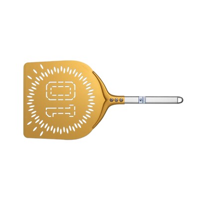 Cerutti »Napoli n° 10 GOLD« Aluminium Pizzaheber, perforiert (33 x 33 cm Kopf)