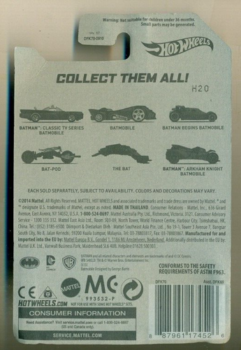 HOT WHEELS AUTO - BATMAN - BATMOBILE - 2015 - #2/6 - 1:64 - NIP - Bild 2 von 2