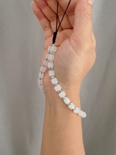 White Jade Crystal Cube Beaded Wrist strap, Phone Lanyard, Phone Wrist Strap