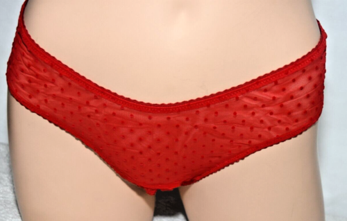 NUEVO CON ETIQUETAS Victoria's Secret Rojo Malla Entrepierna Pierna Alta Descarado Bikini Panty L Grande - Imagen 2 de 8