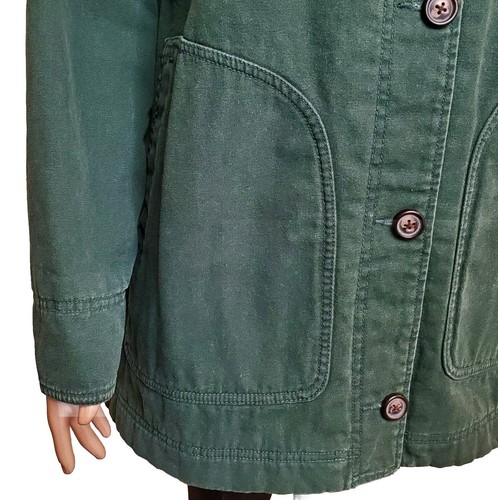 Vintage Woolrich L Barn Coat Field Chore Jacket Pine Green Canvas Fleece Lined - Picture 2 of 14