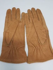 Vintage Tan Genuine Leather Made In Romania Gloves Size 6.5