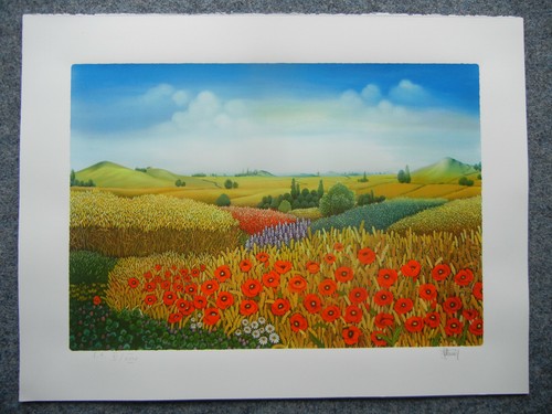 Stefanek Farbserigraphie "Mohn im Kornfeld" signiert + nummeriert XI / XXXV - Bild 1 von 4