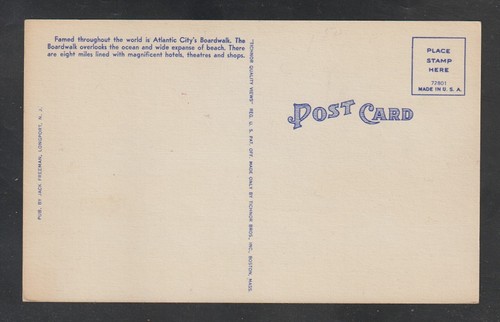 Postal Atlantic City Nueva Jersey Baja Chelsea Playa y Hoteles Lino Sin Usar - Imagen 3 de 3