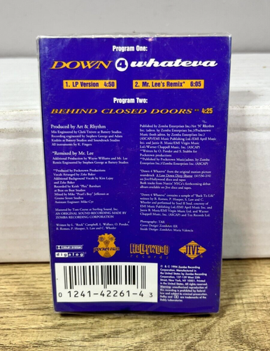 Nuttin Nyce - Down 4 Whateva - Cassette Single - Brand New Sealed - 1994 Zomba - Picture 2 of 3