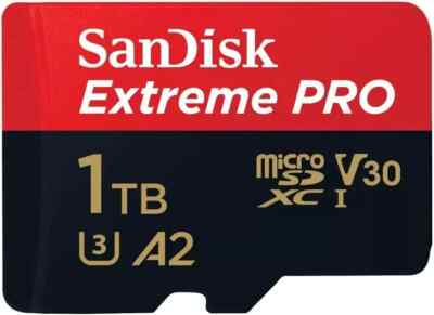 SanDisk Extreme Pro 1TB MicroSDXC UHS-I U3 A2 Memory Card & Adapter
