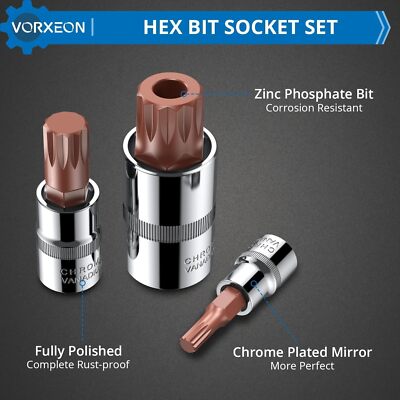 10pcs Xzn Triple Square Spline Bit Socket Set 4mm18mm 50bv30 Crv