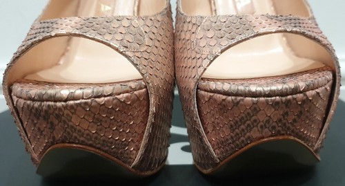 Sandalias GINA Rosa Pitón ADELE Punta abierta Plataforma Cordones Stiletto Zapatos UK4.5 - Imagen 6 de 10