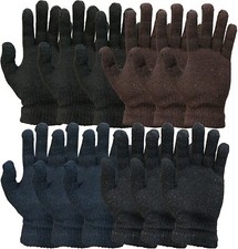 12 PK of Men's Winter Gloves, Magic Stretch Gloves In Assorted Solid Colors