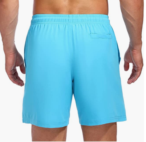 Biwisy Mens Swim Trunks Quick Dry Blue Mesh Lining Swimwear L Large - Picture 2 of 6