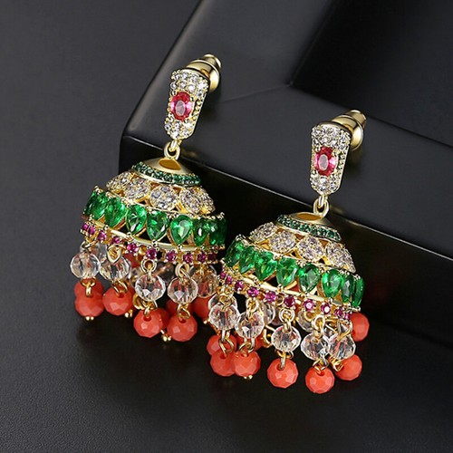 Modische indische Bollywood Schmuck Ohrhänger Jhumka Jhumki Frauen Braut Geschenke - Bild 100 von 230
