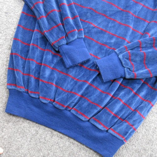 Vtg Mervyn's Shirt Mens Medium Blue Stripe Pullover Velvet Polo Long Sleeve 70s - Picture 10 of 12