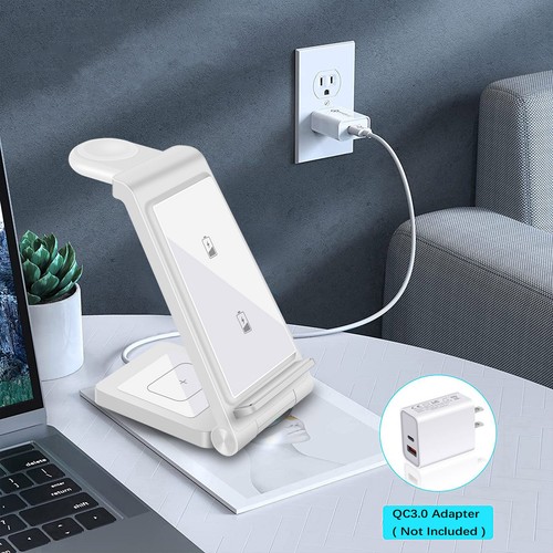 Wireless Charger Dock Charging Station 3 in 1 For Apple Watch iPhone 14 13 12 XS - Picture 4 of 13