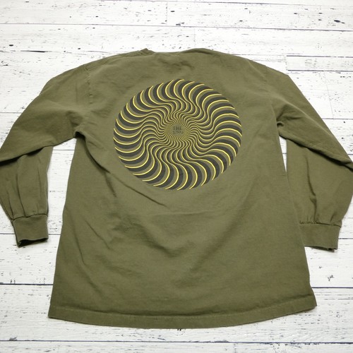 Vintage Spitfire Shirt Size M Green Cotton Long Sleeve "The End" Graphic Y2K - Picture 5 of 9