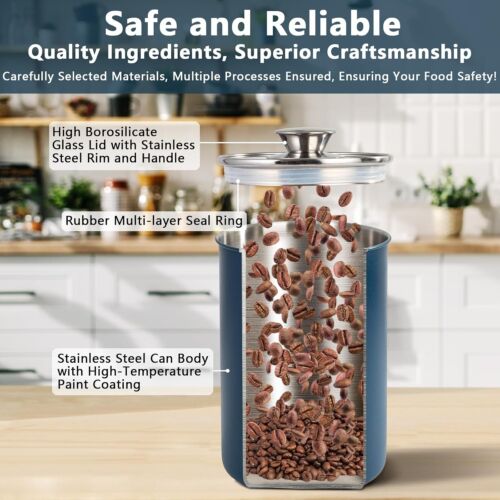 Stainless Steel Food Canister Set of 4-Piece, 16/49/85/132 Ounces,Airtight - Picture 3 of 8