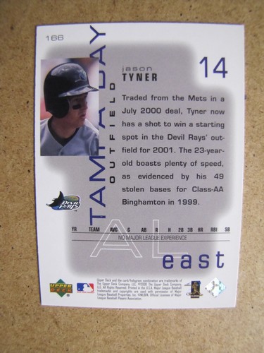 Jason Tyner 2000 Profis & Interessenten Rookie-Karte # 166. New York Mets - Bild 2 von 3