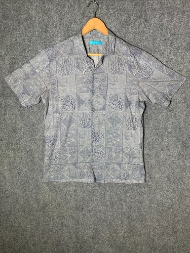 Tori Richard Hemd mit Knopfleiste Grau Herren Medium Kurzarm Kragen Hawaii