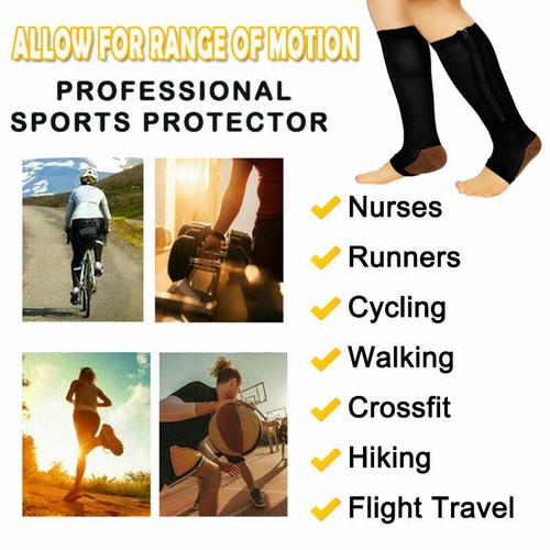 Compression Socks Men Women Best Varicose Veins Travel Flight Knee High Open Toe - Picture 9 of 14