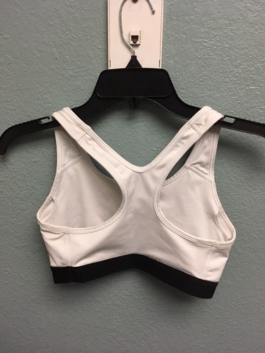 Nike Sports Bra White Black Swoosh Women's Size Small Dri-Fit Medium Support - Picture 2 of 5