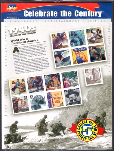 US 1999 SC # 3186 postfrisch Souvenirblatt von 15 1940er Jahren Feiern Sie das Jahrhundert