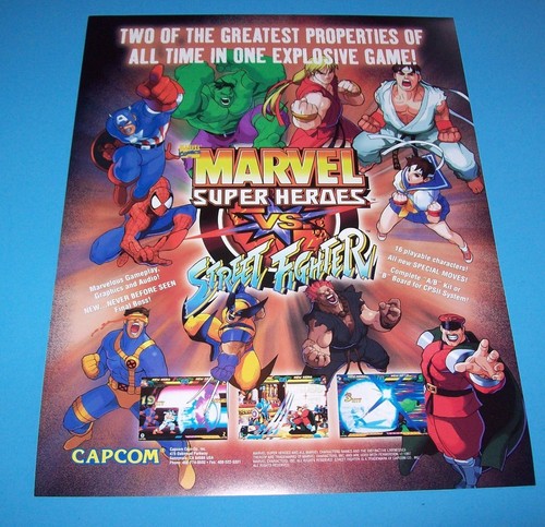 Marvel Super Heroes VS Street Fighter Arcade FLYER Juego Obra de Arte Nuevo de Lote Antiguo Retro - Imagen 3 de 4