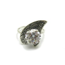Stylish Sterling Silver Ring Genuine Solid 925 With 10MM Cubic Zirconia Handmade