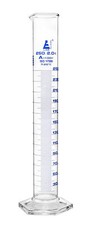 Eisco Labs 250ml Graduated Cylinder, Class A - Blue Graduations, Hexagonal Base