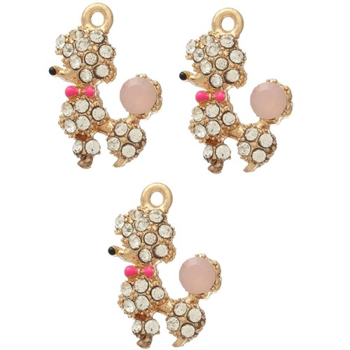 Dijes de caniche de diamantes de imitación - Adornos para perros - Botones Shelly's - Joyería artesanal - Imagen 1 de 4