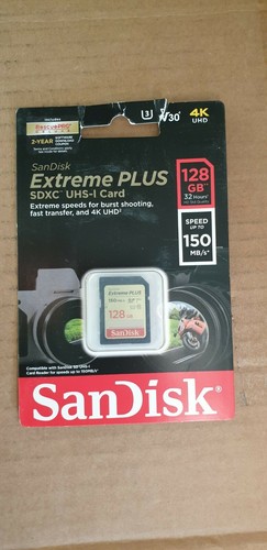 New SanDisk 128GB Extreme Plus MicroSD card 150 MB/s With Extreme Capture 4K UHD - Picture 1 of 2