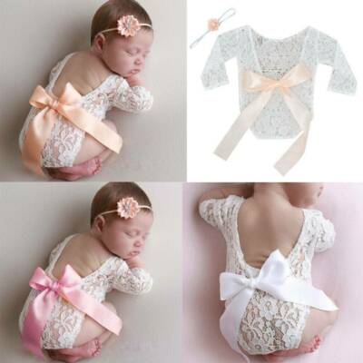 Newborn Baby Girl Lace Bodysuit Photo Props Photography Costume LJ